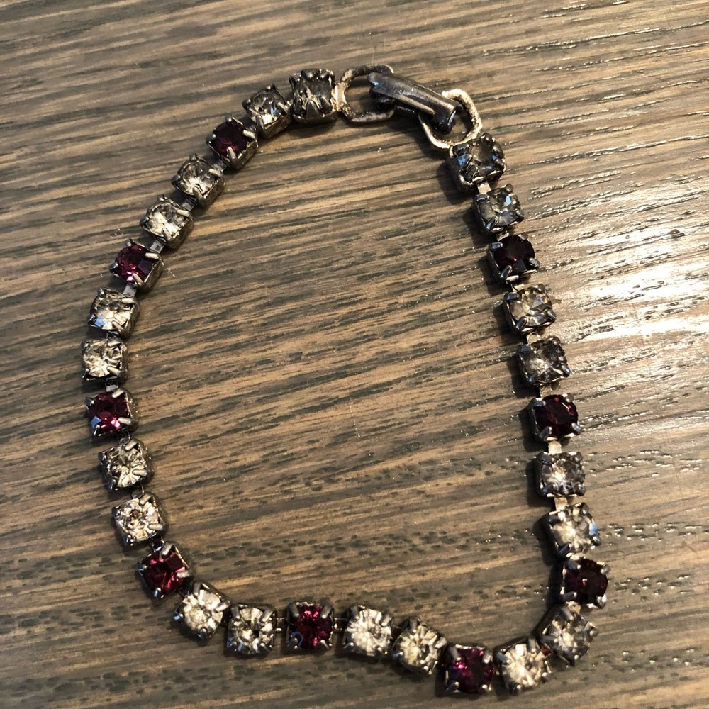 Amethyst and faux diamond bracelet